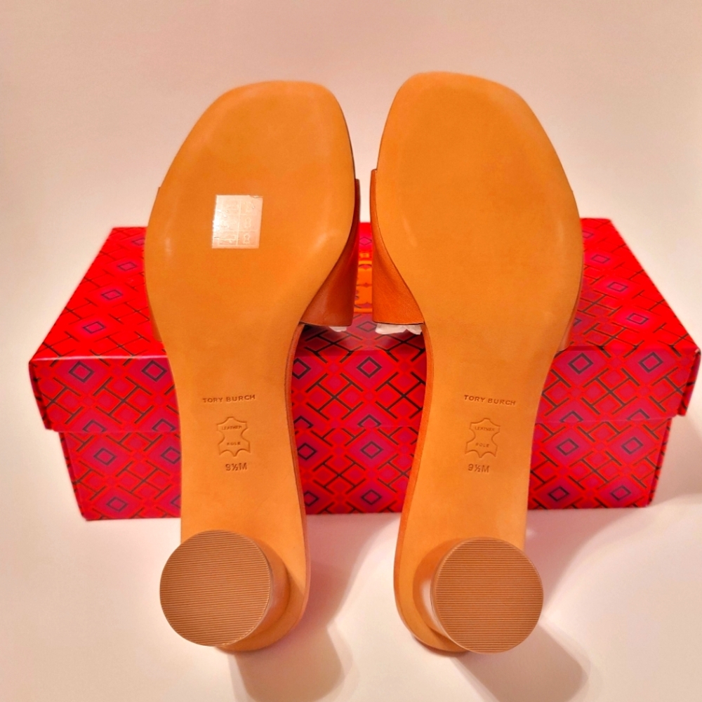NWT Tory Burch Ines Mule Heeled Sandal 55 MM, Goat Leather, Size 9.5 - Picture 6 of 10
